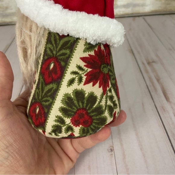 Christmas Gnome Vintage Poinsettia Jingle Bells Flannel Handmade Holiday Rustic - Picture 9 of 12